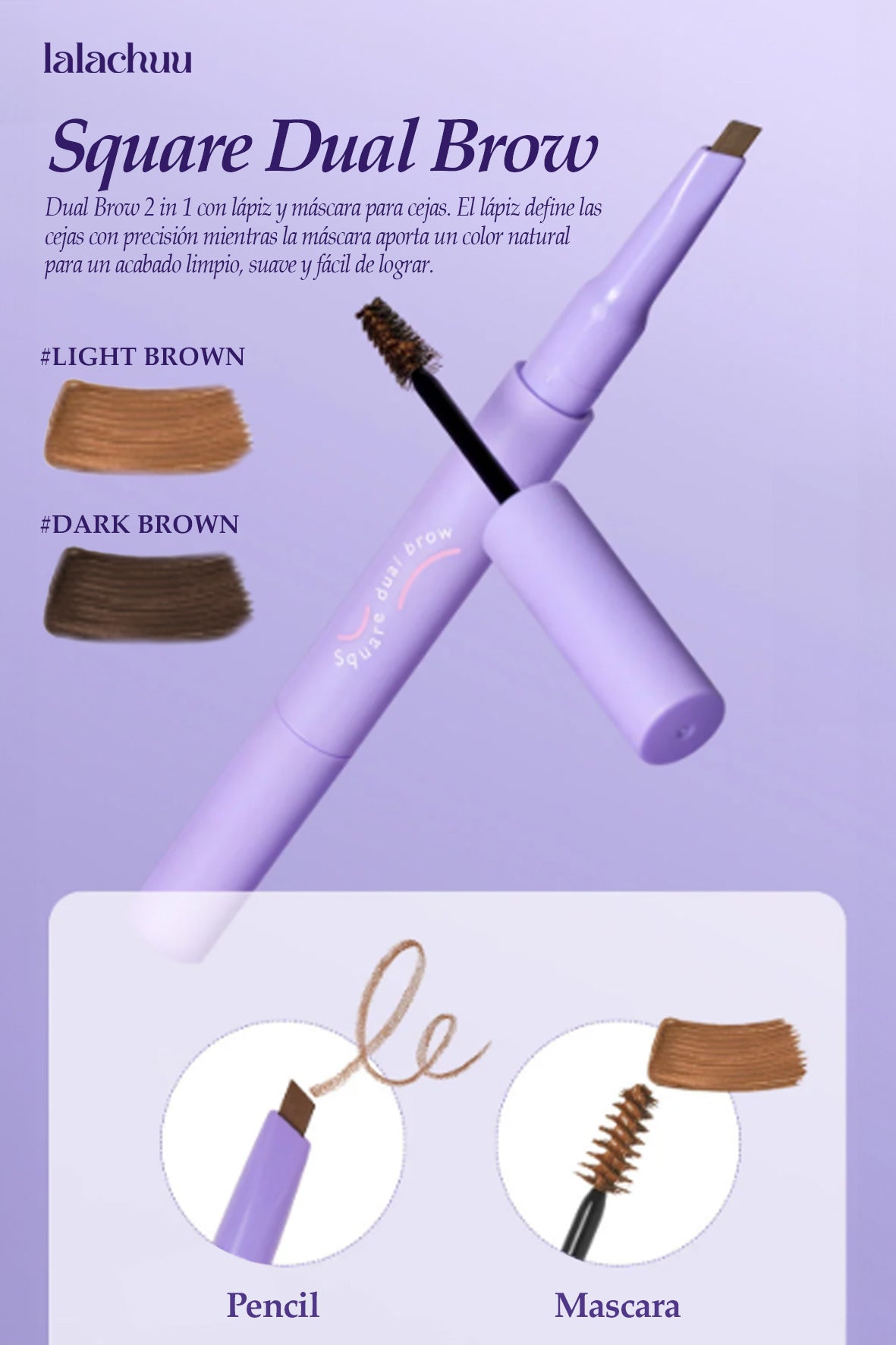 [LALACHUU] Lápiz Dual de Cejas Square #Dark Brown 2.7g