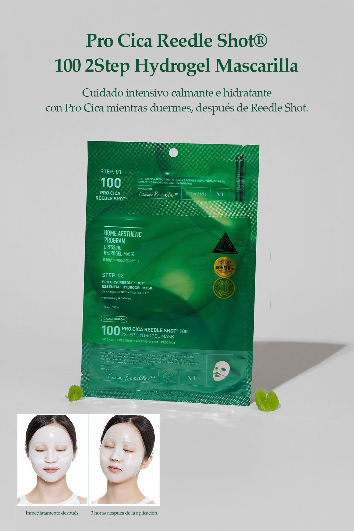 [VT Cosmetics] Pro Cica Reedle Shot® 100 Mascarilla de Hidrogel Calmante de 2 Pasos