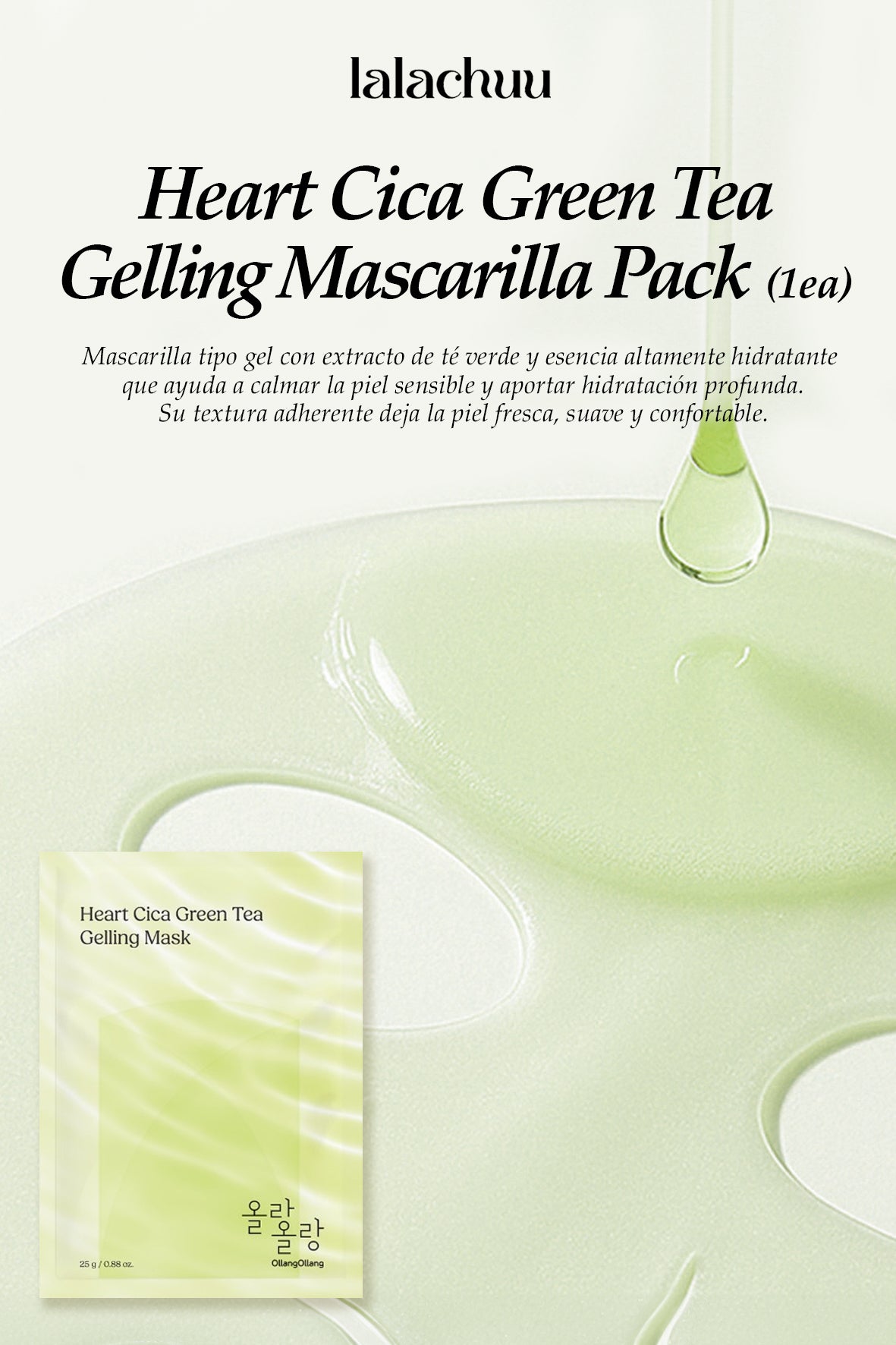 [Ollang Ollang] Heart Cica Green Tea Gelling Mascarilla 25g