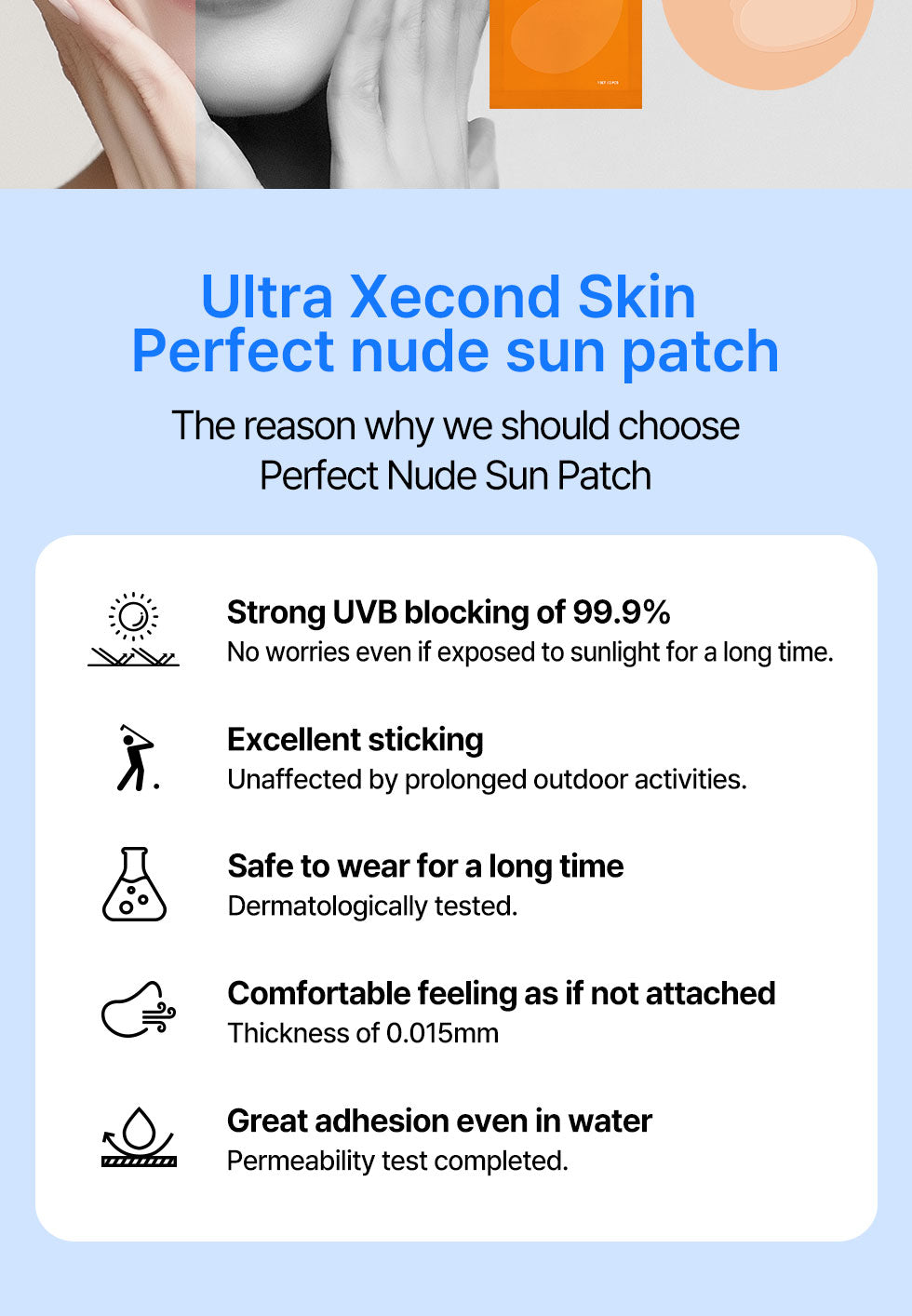 [Ultra Xecond Skin] Perfect Nude Sun Parche UVB 99.9%