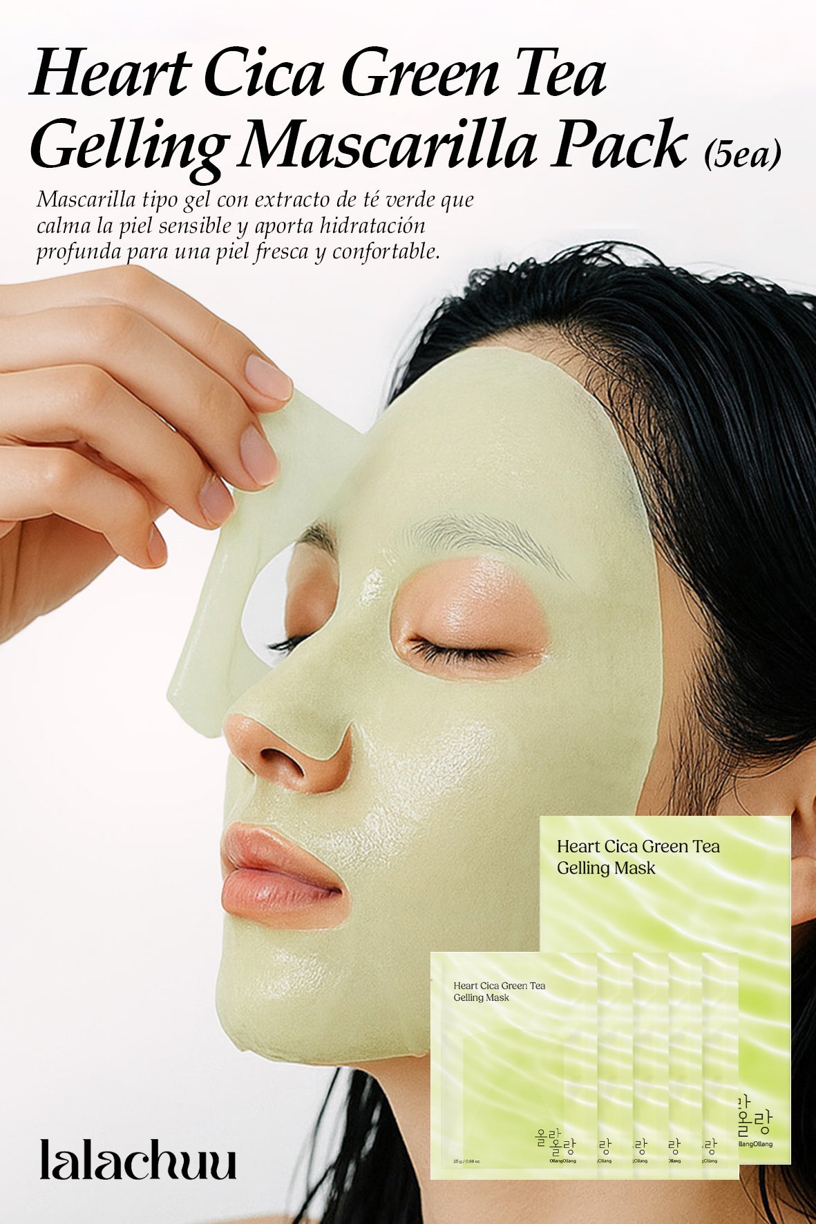 [Ollang Ollang] Heart Cica Green Tea Gelling Mascarilla Pack