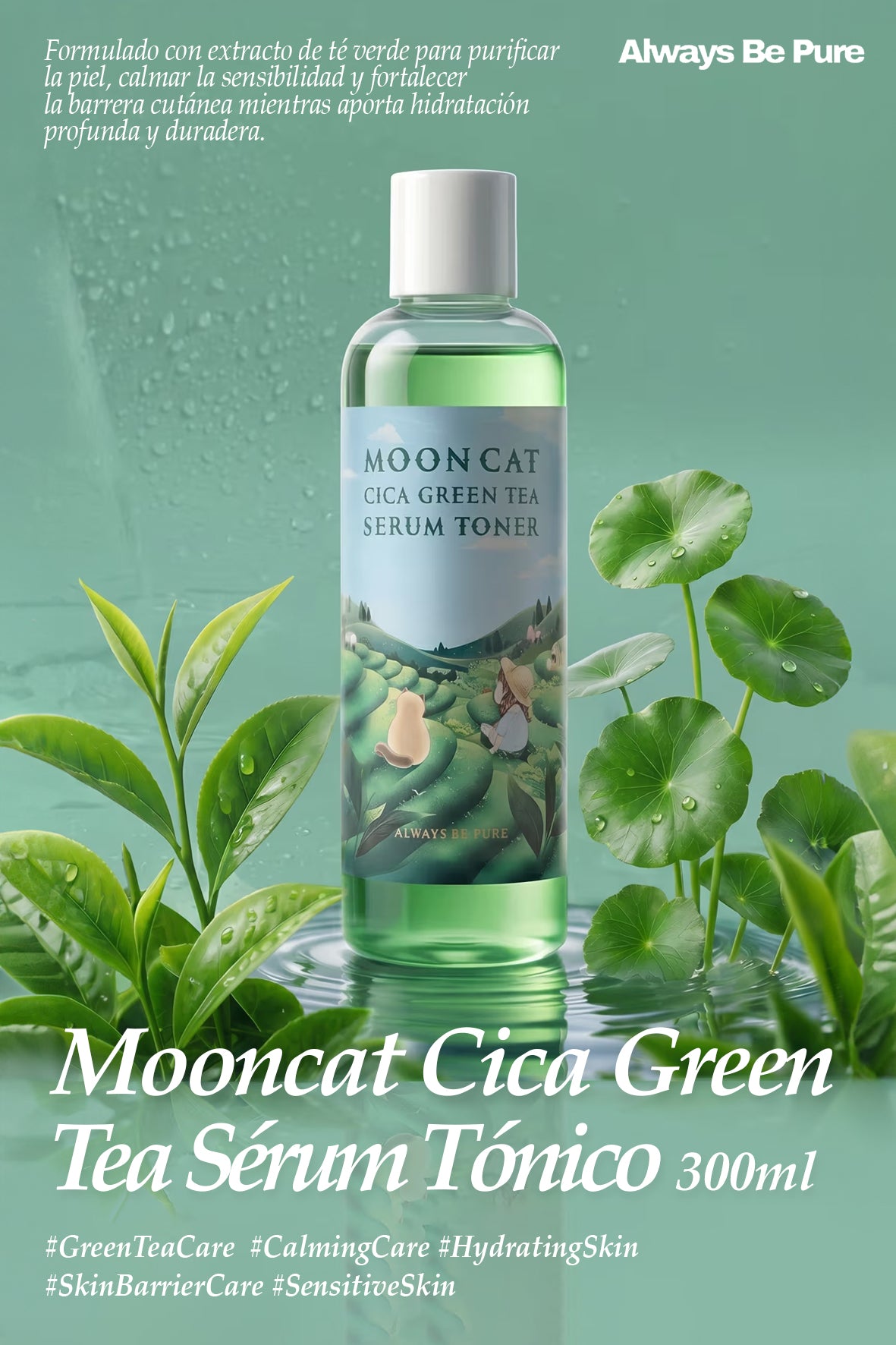 [Always be Pure] Mooncat Cica Green Tea Sérum Tónico 300ml