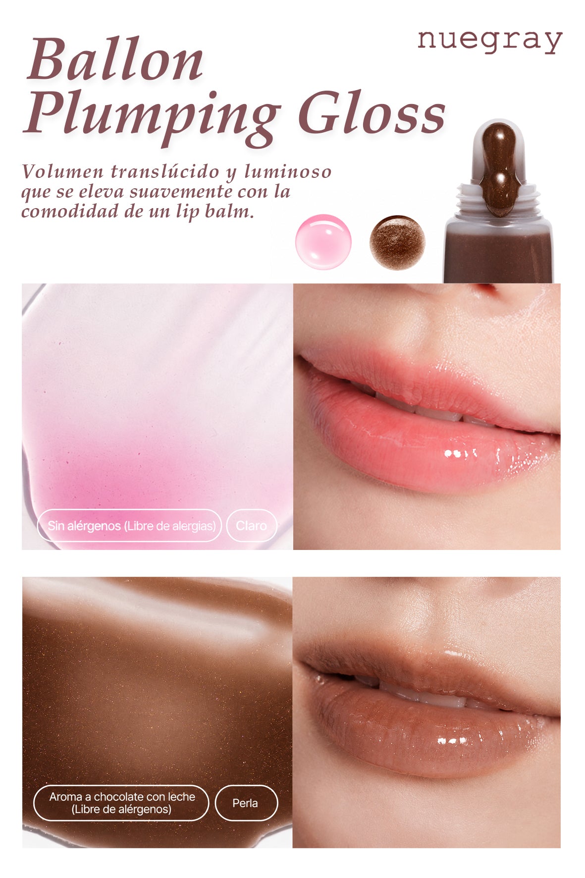 [Nuegray] Ballon Plumping Brillo Labial #1 Ping 9.2g