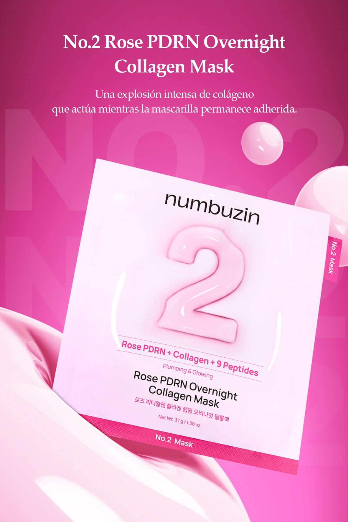 [Numbuzin] No.2 Rose PDRN Mascarilla de Colágeno Nocturna