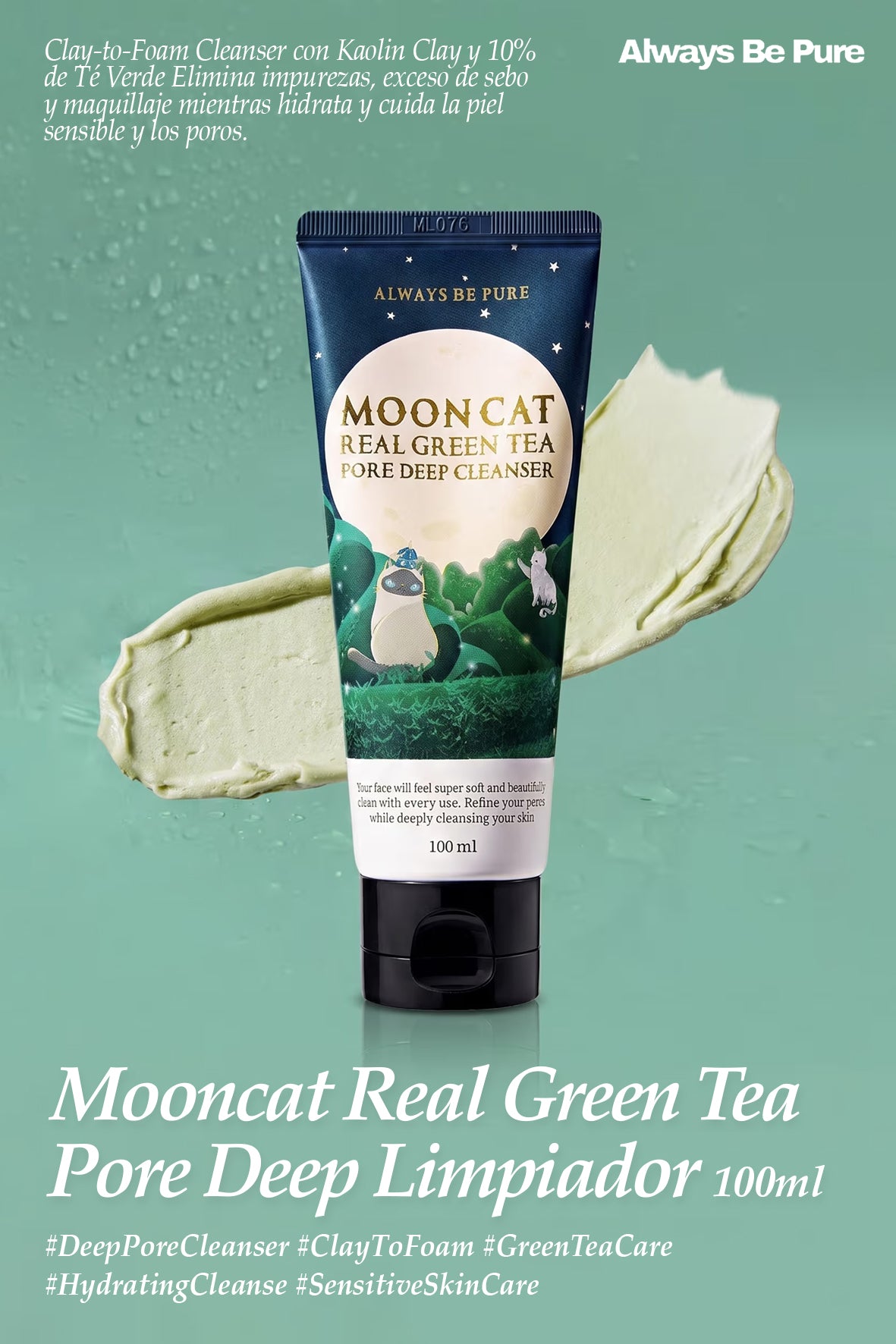 [Always be Pure] Mooncat Real Green Tea Limpiador Profundo de Poros 100ml
