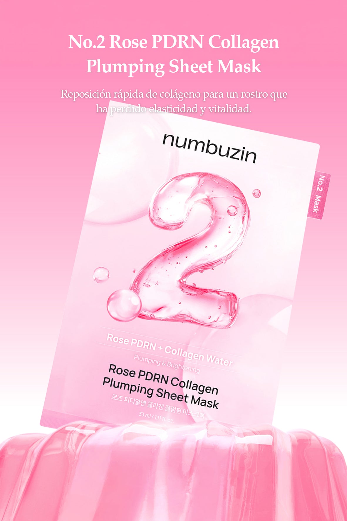 [Numbuzin] No.2 Rose PDRN Collagen Plumping Mascarilla en Lámina