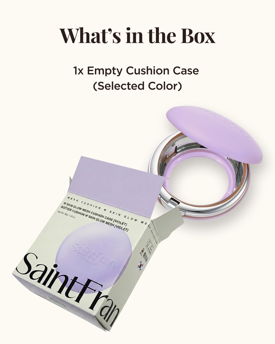 [Saintfran] Saintfran W Glow Base Cushion Malla Estuche Violeta