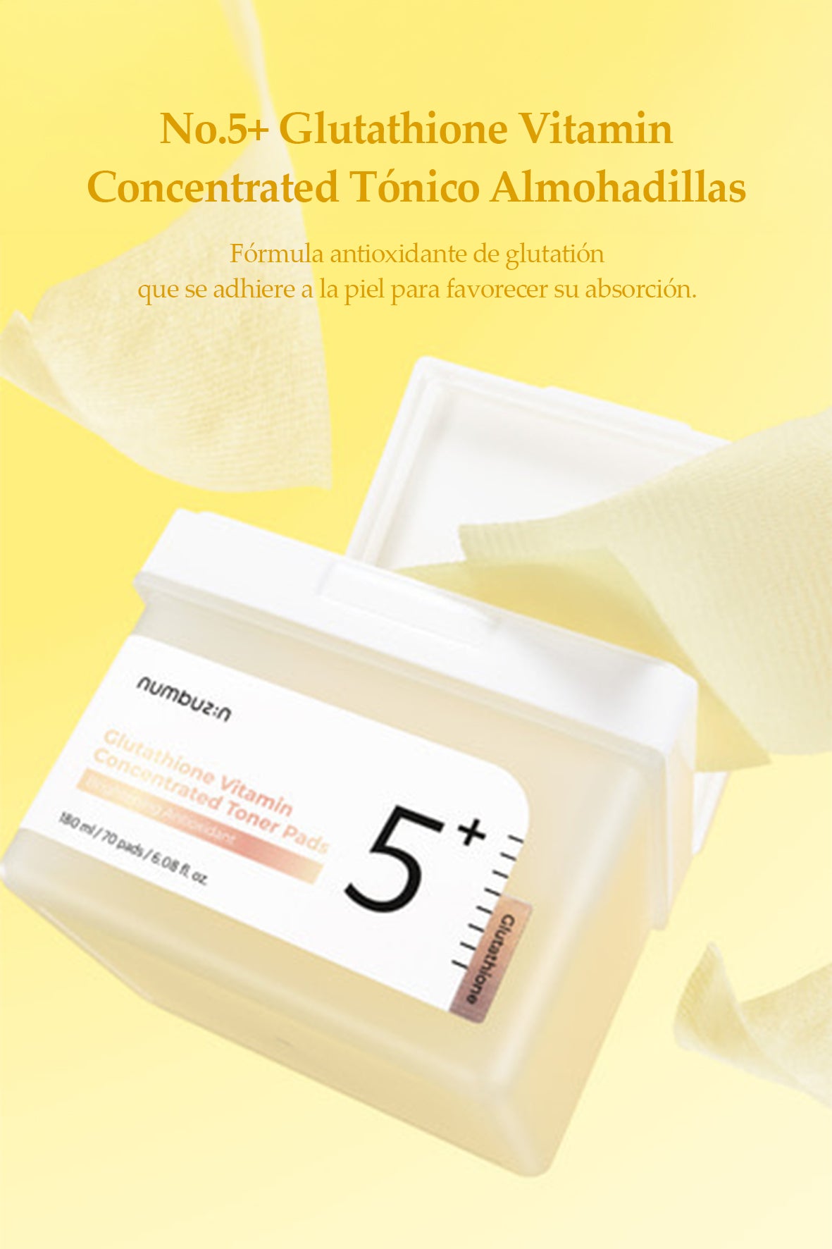 [Numbuzin] No.5 Glutathione Vitamin Concentrated Tónico Almohadillas