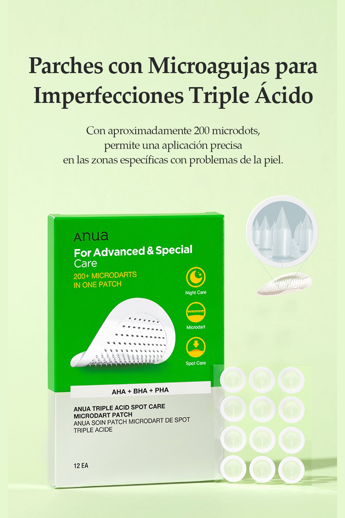 [ANUA] Parches con Microagujas para Imperfecciones Triple Ácido 23g